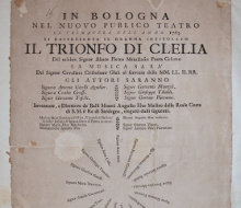 Manifesto prima opera assoluta in programma 1763