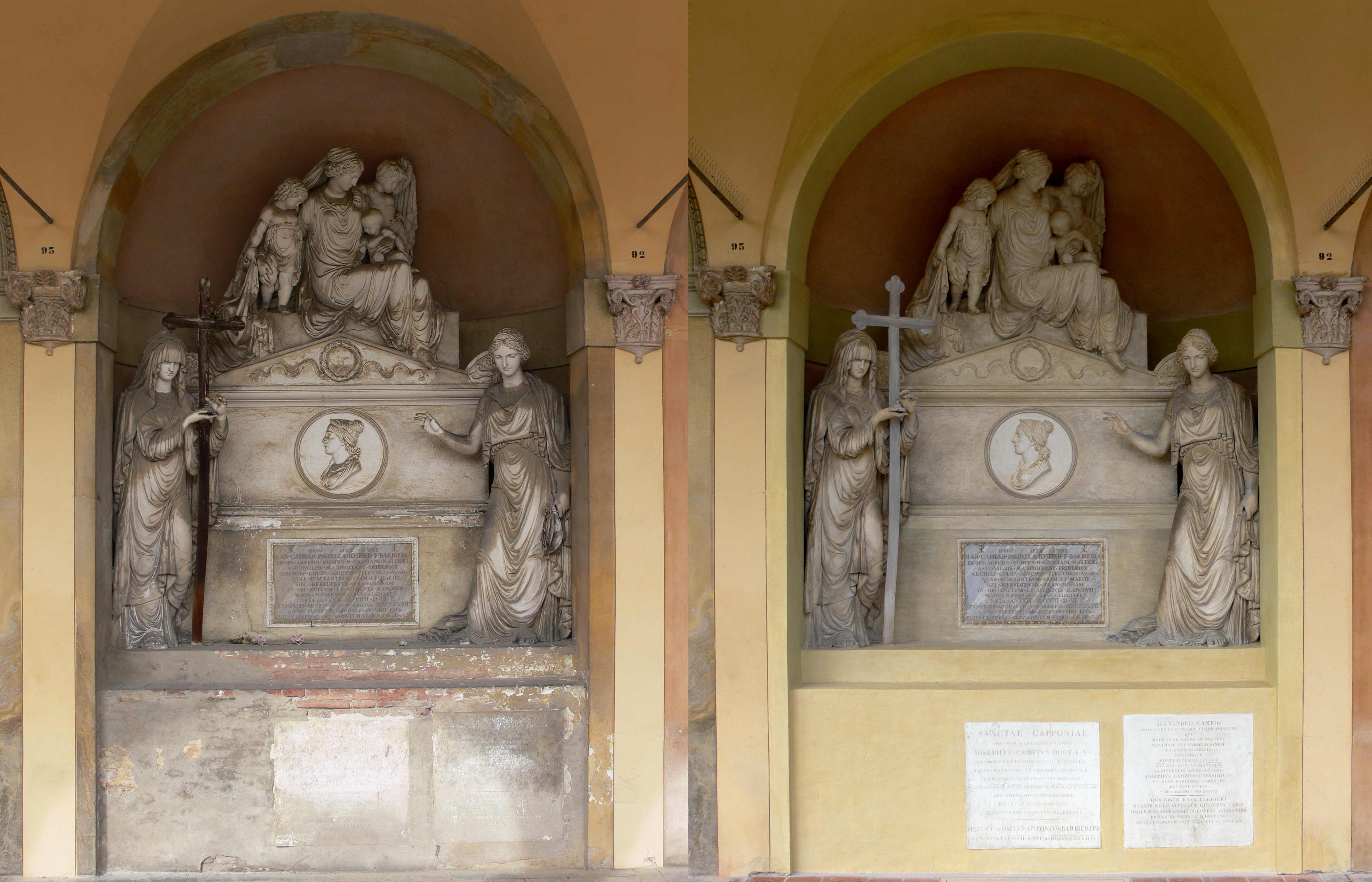 Certosa_MonumentoBarbieri_prima e dopo