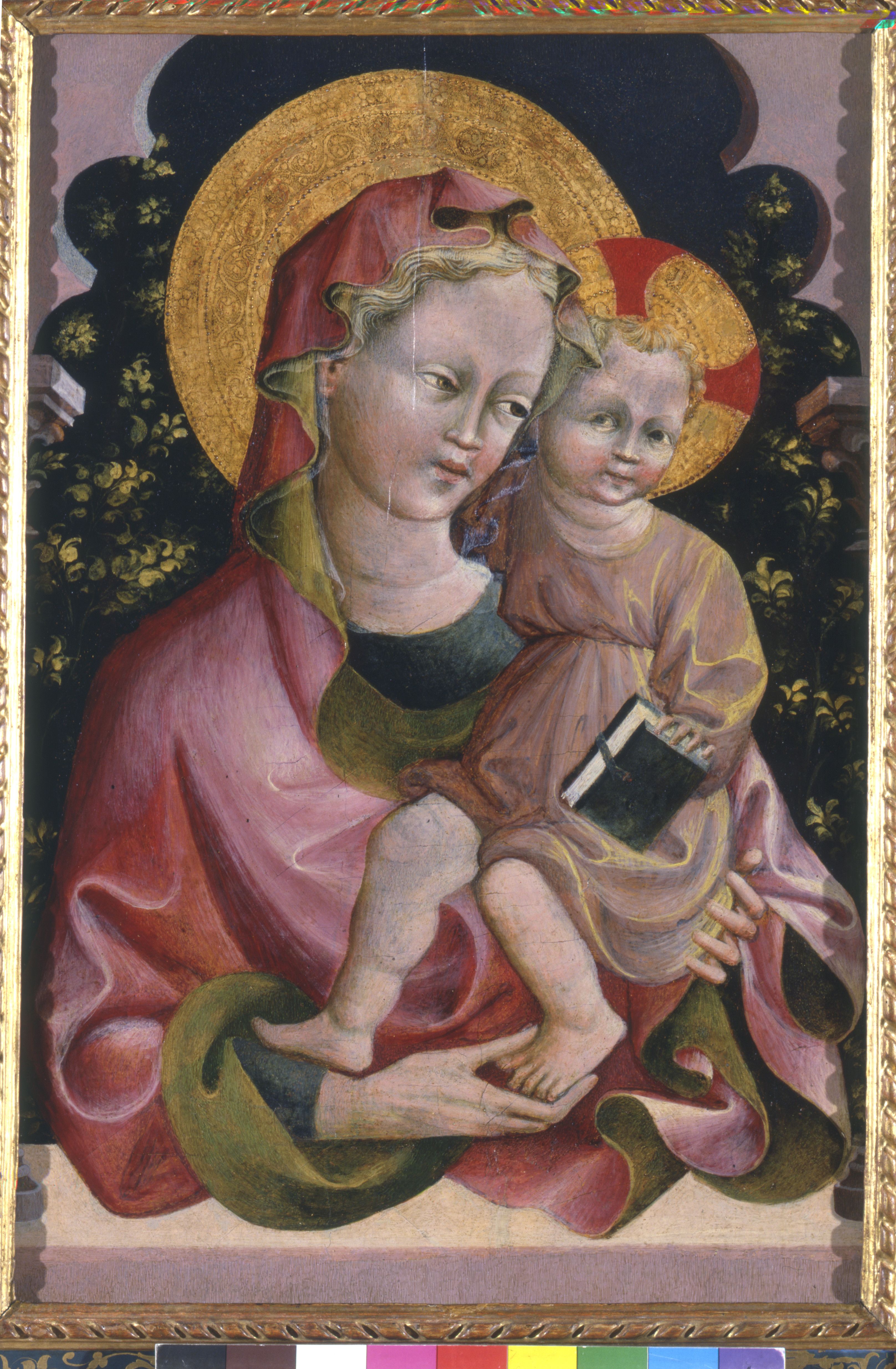 Giovanni da Modena, Madonna con bambino e libro, tempera su tavola, Ferrara, Pinacoteca Nazionale