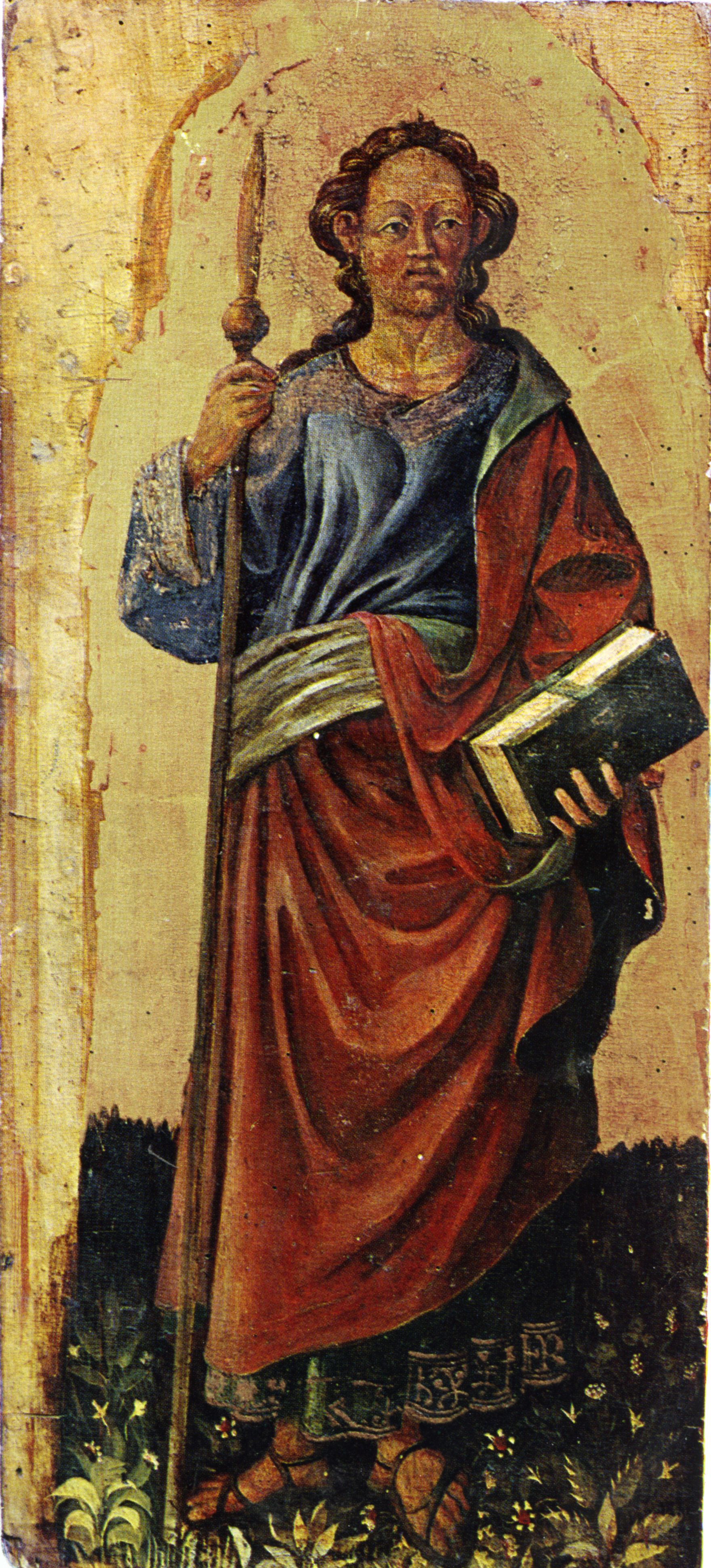 Giovanni da Modena, San Giacomo, tempera su tavola, Bologna, Compagnia dei Lombardi