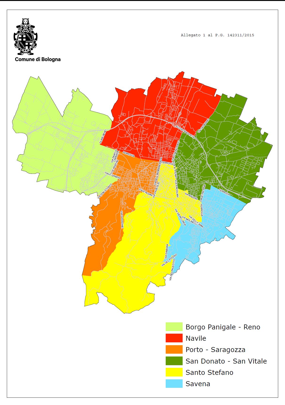 Mappa dei nuovi Quartieri