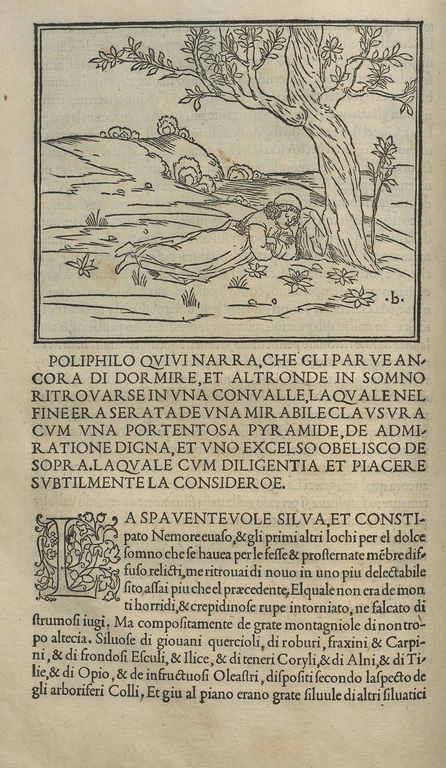 Una pagina dell'Hypnerotomachia Poliphili con i caratteri romani incisi da Griffo