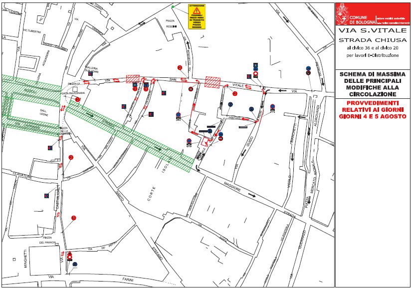 Schema circolazione prima fase 4 e 5 agosto