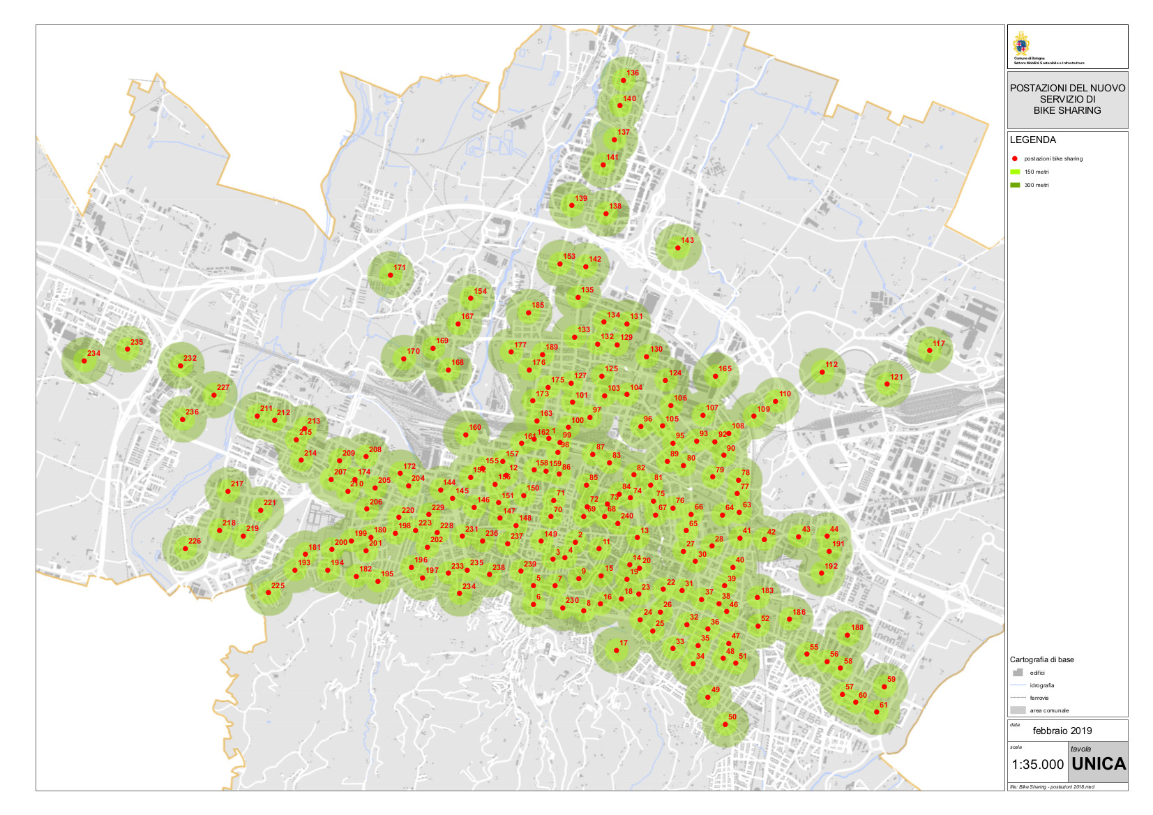 Mappa hub Mobike febbraio 2019