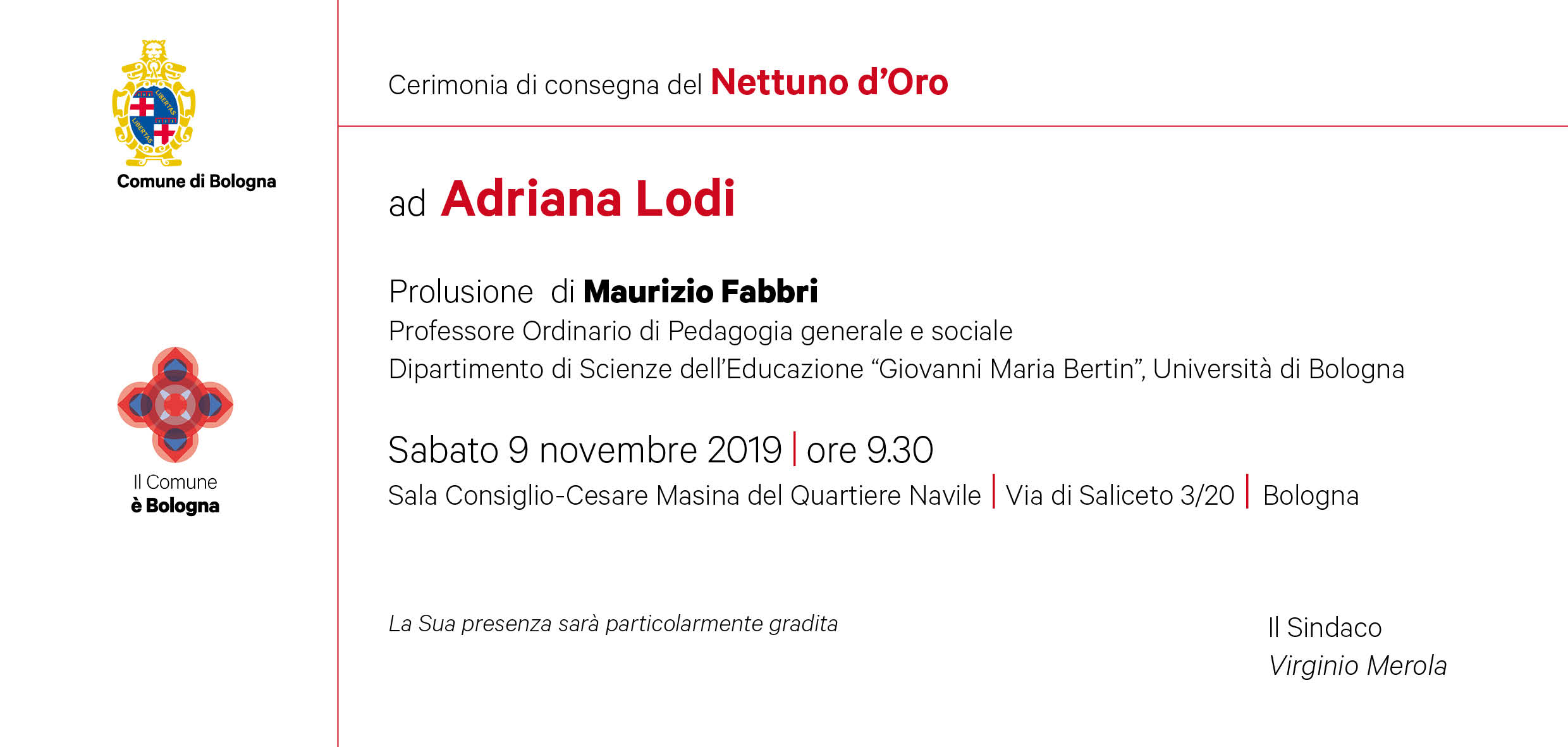 Invito Nettuno d'Oro - Adriana Lodi